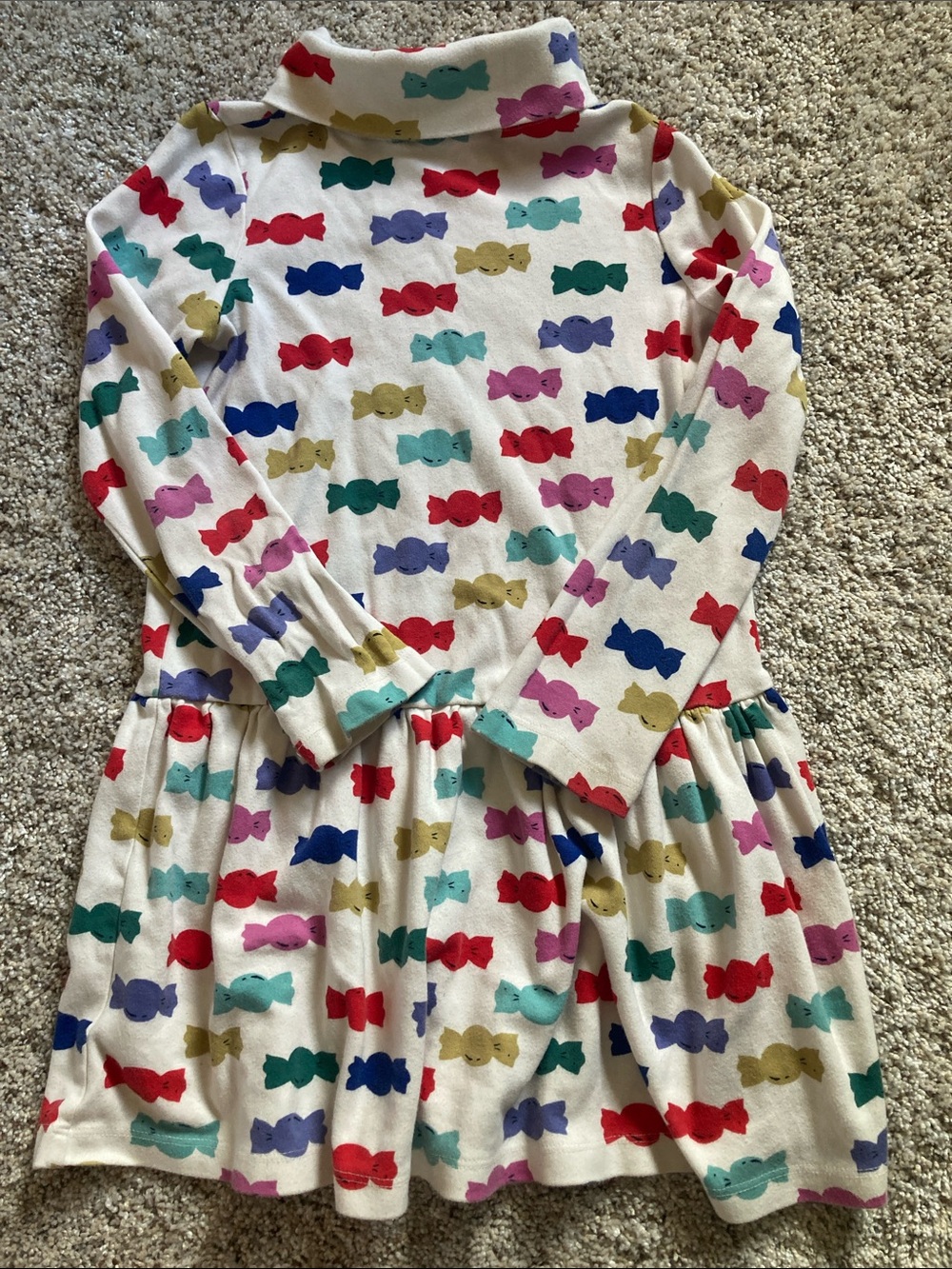 Hanna Andersson Rainbow Candy Long Sleeve Girls Turtleneck Dress 6-7